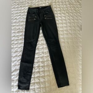 PAIGE High Rise Edgemont  Black Coated Denim Jeans
